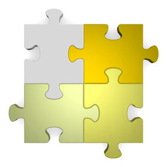 Fototapeta premium 3d puzzle, shades of golden to grey on white