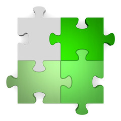 Obraz premium 3d puzzle, shades of green to grey on white