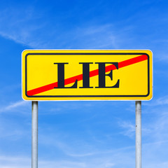 Traffic sign prohibiting lying