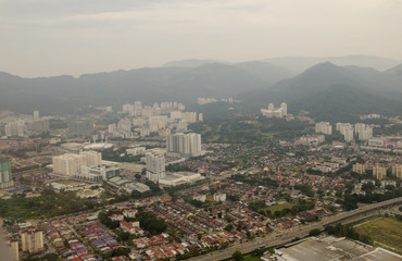 Aerial view to the Georgetown city , Penang, Malaysia
