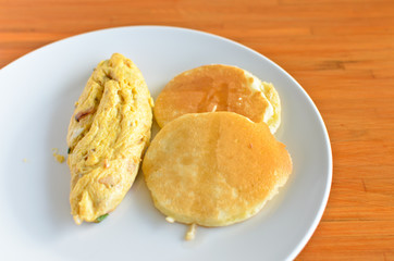 Omelette and pancakes