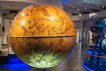 Celestial globe in the museum of the Moscow Planetarium, Russia