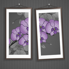 Two  Frames Of Picture On A Striped Old Wall