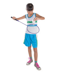 Young Girl Playing Badminton