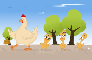 Obraz na płótnie Canvas Chicken Family