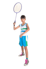 Young Girl Playing Badminton