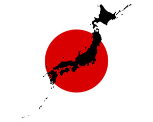Karte und Fahne von Japan © Robert Biedermann