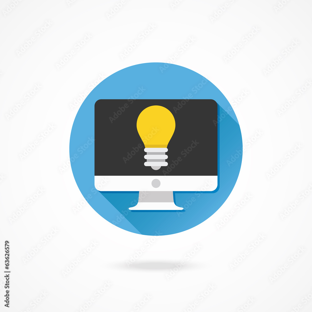 Poster vector computer display and light bulb icon