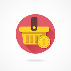 Vector Shopping Basket and Gold Coin Icon