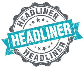 Headliner turquoise grunge retro vintage isolated seal