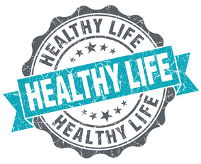 Healthy life turquoise grunge retro vintage isolated seal