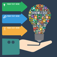 Light bulb with Knowledge infographics, vector format