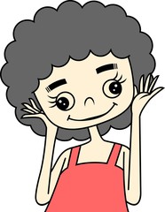 frizzy-haired beautiful girl