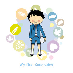 First Communion boy. Invitation Card