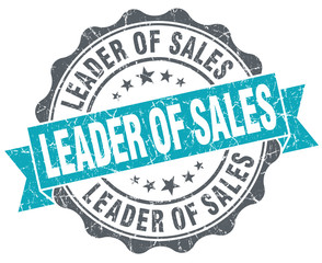 Fototapeta premium Leader of sales turquoise grunge retro vintage isolated seal