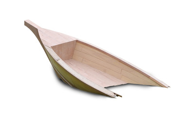 Half of wooden boat, isolated on white