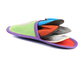 Colourful slippers into big slipper.