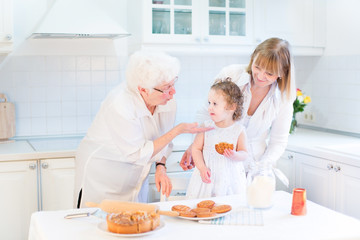 Grandmother having fung with her daughter and granddaughter