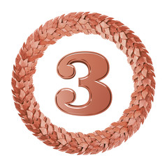 The number 3 in round the Laurel wreath of bronze