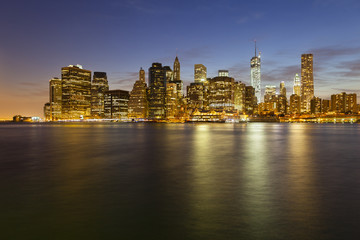 Manhattan Skyline From Brooklyn At Night