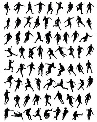 Black silhouettes  of football players, vector