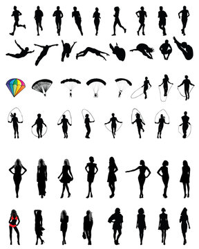 Silhouettes of people in different situations 2, vector