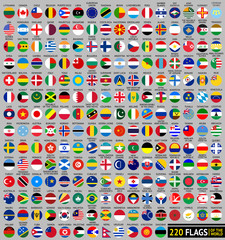 220 Flags of the world, circular shape