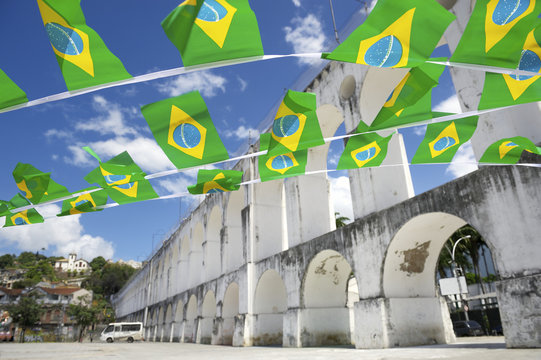 Arcos da Lapa Arches Rio de Janeiro Brazilian Flags