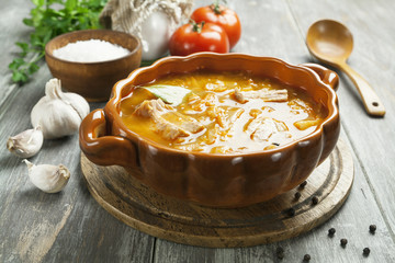 Cabbage soup with meat