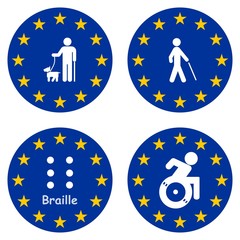 Handicapes dans 4 drapeaux européens	