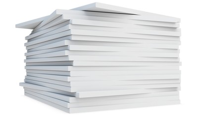 3d pile of  blank catalogs or magazines