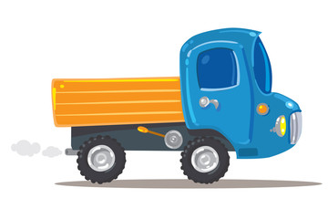 Funny orange with blue truck