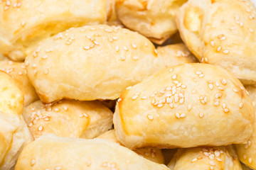 Cheese Filled Croissants With Sesame Topping Close Up