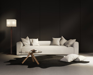 Elegant contemporary fresh interior with white sofa
