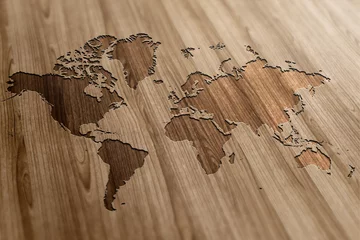 World Map on Wooden Background © art1o1