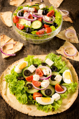 Fresh salad on tortilla