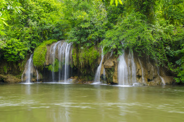 Fototapeta na wymiar Tropical waterfall in rain forest