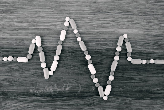 Heart rate graph line made from pills