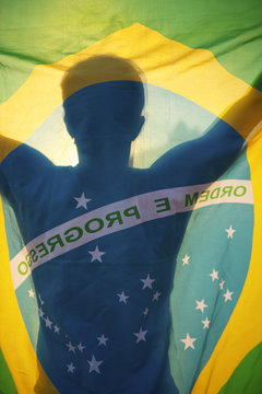 Brazilian Flag Bright Silhouette Rio de Janeiro
