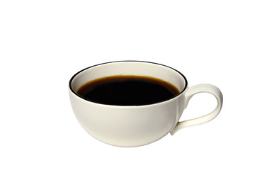 cup of black coffee isolated on white background
