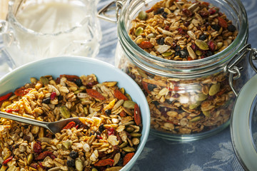 Serving of homemade granola