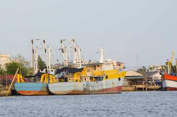 Naklejka premium Fisherman village near Bangkok, Thailand