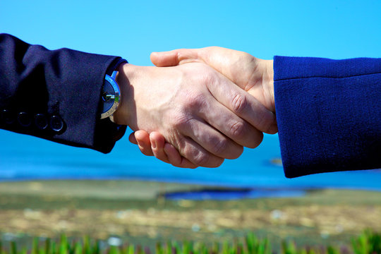 Hand shake between business people