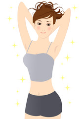 女性　上半身　脱毛　ダイエット