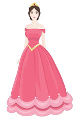 Beautiful Princess with Pink Dress on a white background