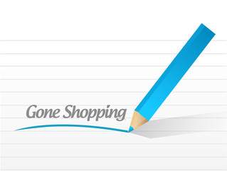 gone shopping sign message illustration design
