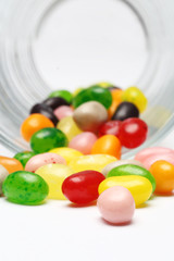 sweet candy jelly beans in glass this colorful