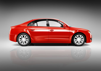 Fototapeta na wymiar Red Sedan 3D Car