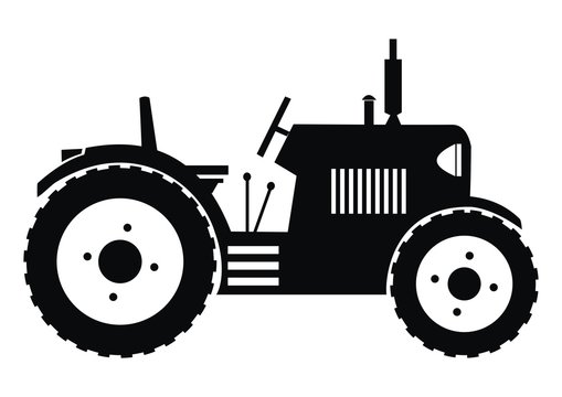 tractor-black, silhouette, vector icon