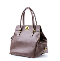 Naklejka premium Woman leather bag isolated white background